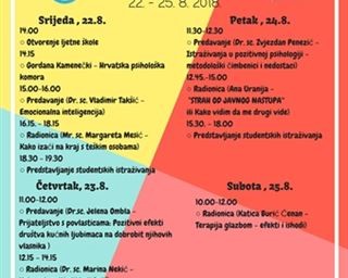 Prva Studentska ljetna škola Hrvatskog psihološkog društva – Sveučilište u Zadru, od 22. do 25. kolovoza 2018.